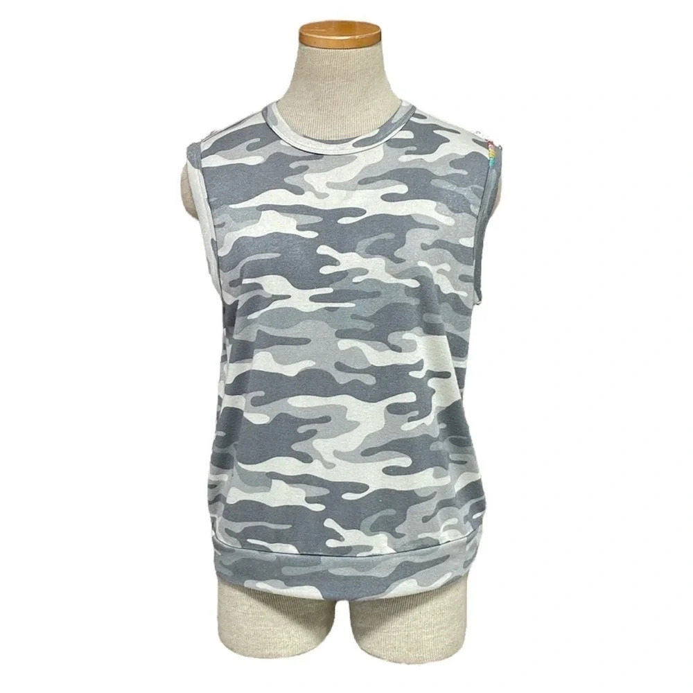 PJ Salvage Pajama Tank Womens Small Moon Grey NWT Camo Cool Sleeveless